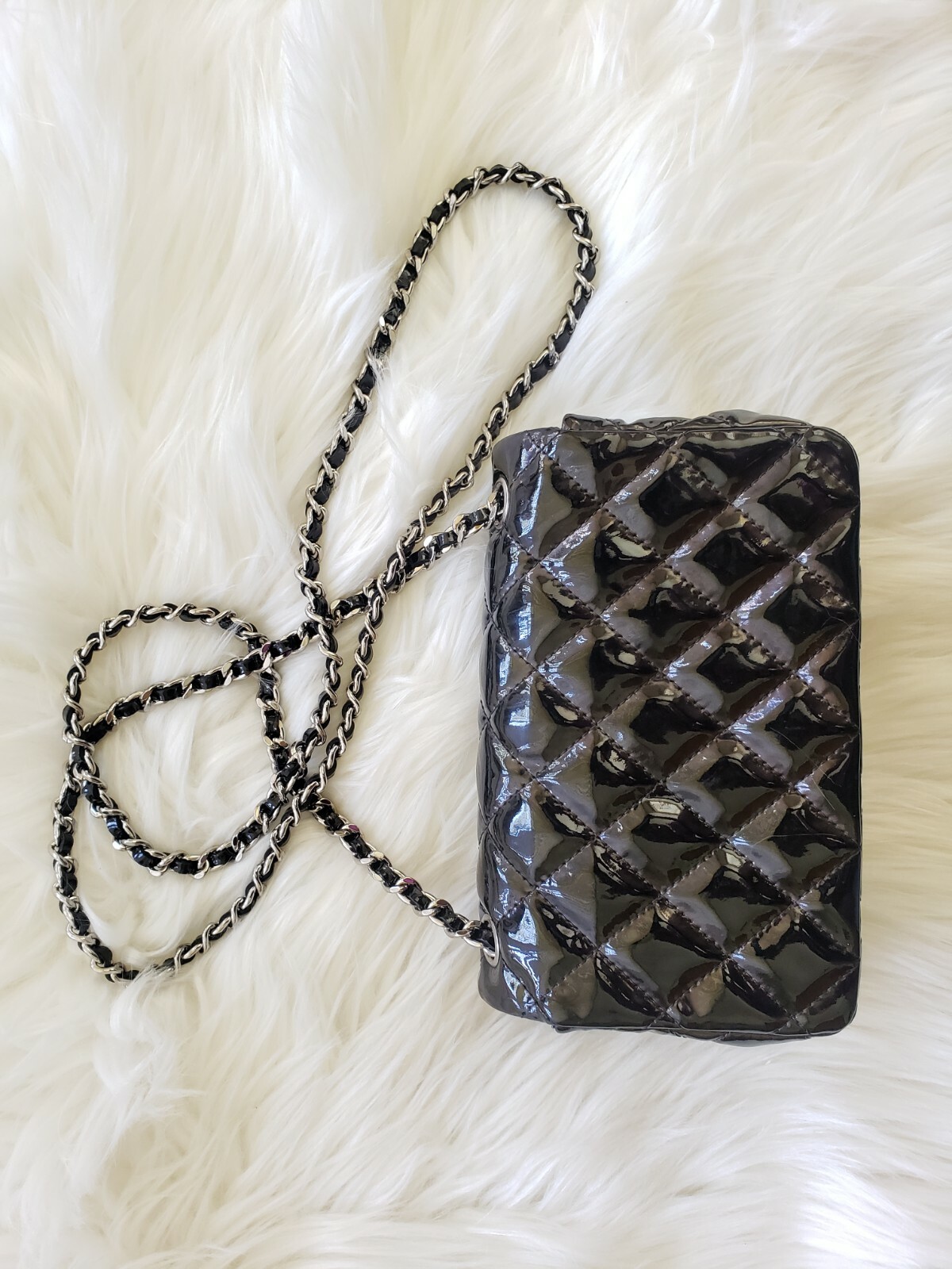 🌺 CHANEL Black Patent Leather Rectangular Mini F… - image 6