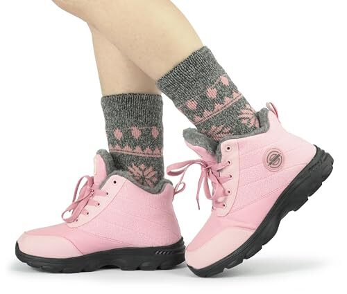 Women Thermal Socks - Thick Boot Sock Warm Winter 5-10 1 Pair - Christmas Pink - Picture 6 of 7