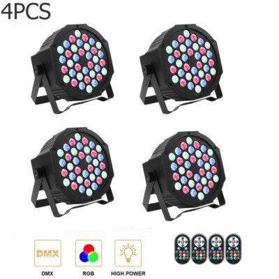 4Pack 36 LED RGB Stage Lighting PAR Light DMX Beam Party DJ Disco Light w/Remote