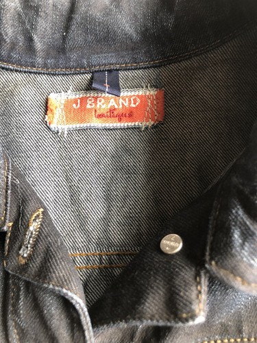Jean Jacket Small J BRAND Distressed Button Dark Denim - Picture 7 of 12