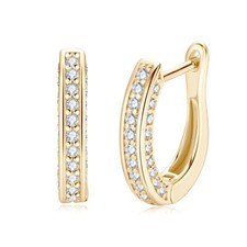 Pave 1.2mm Round Moissanite Hoop Earrings Women 925 Sterling Silver