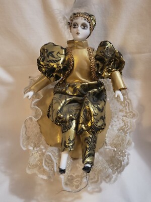 harlequin gold dress 70s THEATRICAL CIRCUS PIERROT CLOWN / HARLEQUIN PRINT NOVELTY MAXI DRE –  Sartorial Matters main image 1