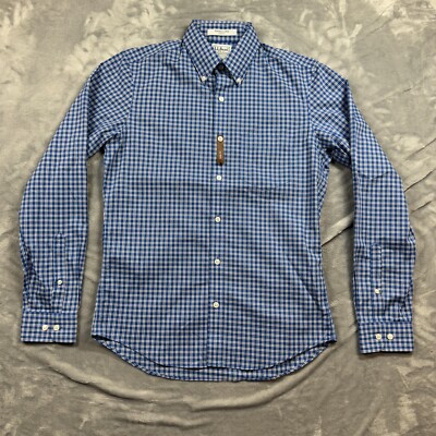 LL Bean Wrinkle Free Slim Fit Shirt Mens S Blue Multicolor Men s Button Down