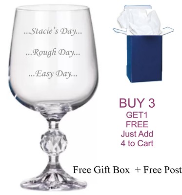 Personalisiertes Easy Day, Rough Day, Bohemia Kristall Weinglas, Gravur Geschenke
