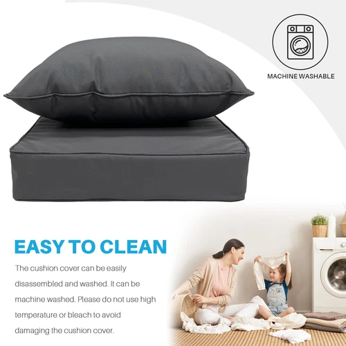 indoor Outdoor Patio Deep Seating Cushion Set with Ties Sofa Seat/Back Cushion - Picture 7 of 50