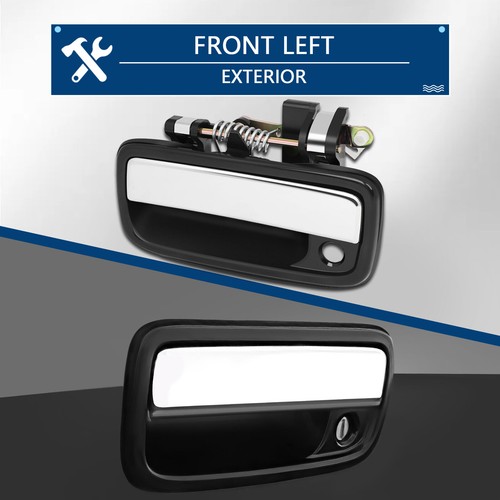Door Handle Exterior Front Left Driver for 95-04 Toyota Tacoma Chrome & Black - Picture 2 of 8