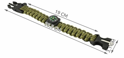 Bracciale survival sopravvivenza paracord bussola acciarino fischietto emergenza - Foto 11 di 11