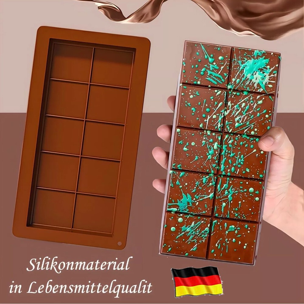 2 Stück Silikon-Schokoladenformen – Tiefe Riegelform, BPA-frei & Spülmaschinengeeignet