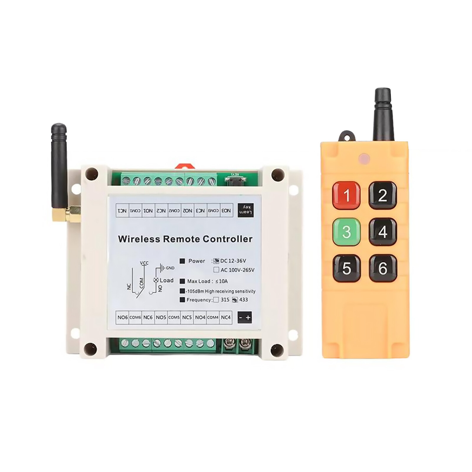 -105dbm 6 Channel 10A Relay Receiver Wireless Remote Control RF Switch