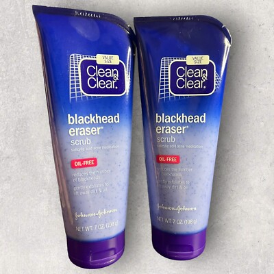 2 x Clean & Clear Blackhead Eraser Scrub w Salicylic Acid Original Formula 7oz