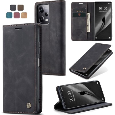 Klapphülle aus Nubukleder für Xiaomi Redmi Note 12 Pro Plus mit Kartenfächern