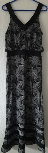 TEATRO BLACK WHITE PATTERNED DRESS SUMMER BEACH SPECIAL OCCASION UK 14
