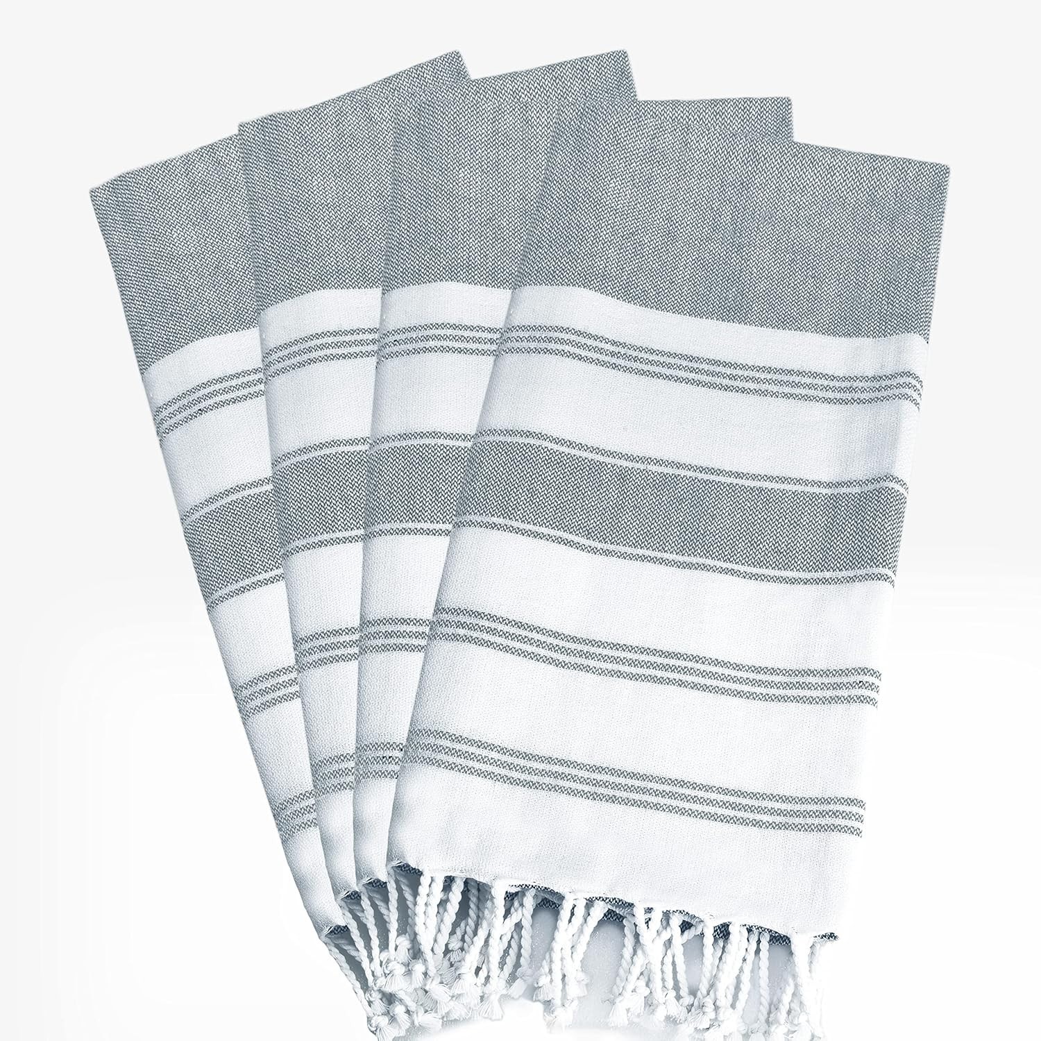Soft Cotton Beach Towels, Set of 4 - Versatile 71x36 Charcoal Grey Peshtemal