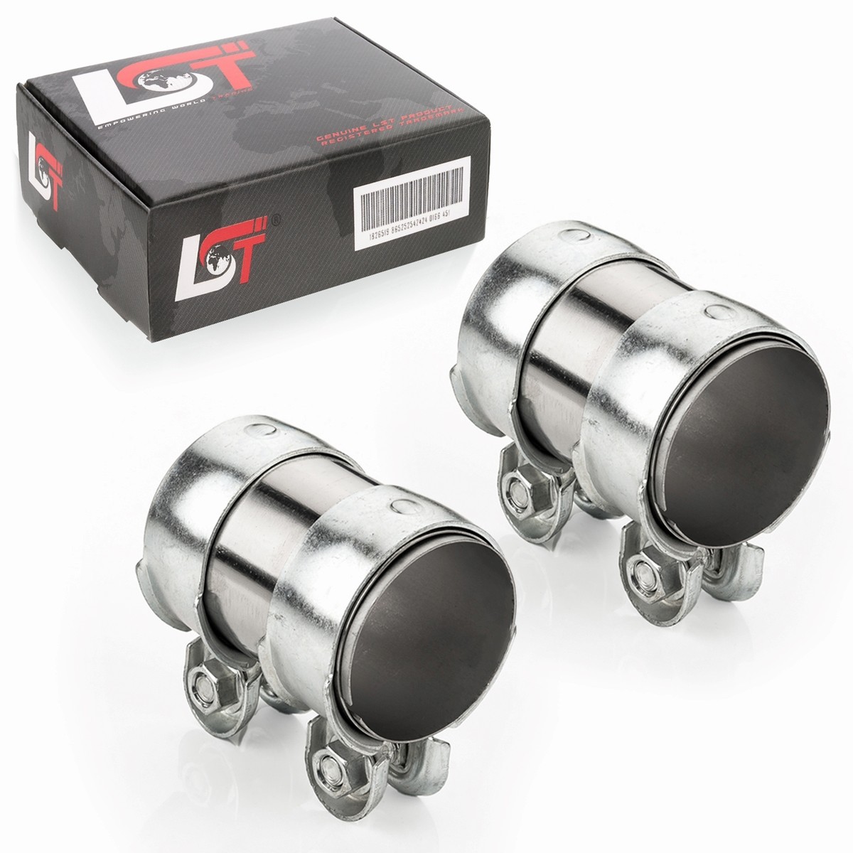 2x Double Clamp Connector Exhaust Ø 60x95 mm for FORD Galaxy Kuga Mondeo S-Max