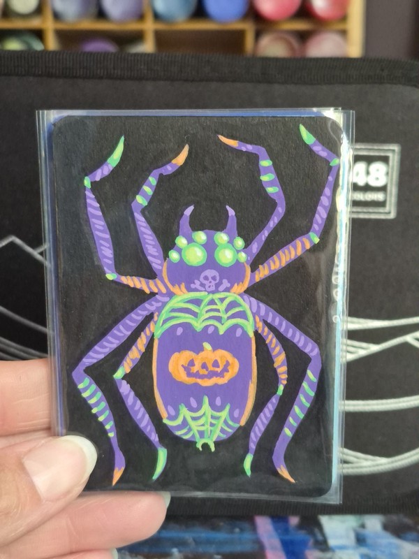 ACEO Original Painting Halloween Spider By LSArtz Watercolor on paper
