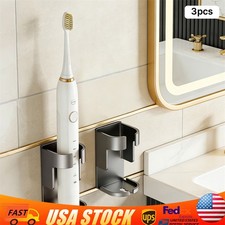 3PCS Wall Mounted Electric Toothbrush Organizer Adhesive Tooth Brushing Holder