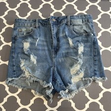 Kendall Kylie Distressed Cut Off Denim Shorts Blue Women's Size 11/30