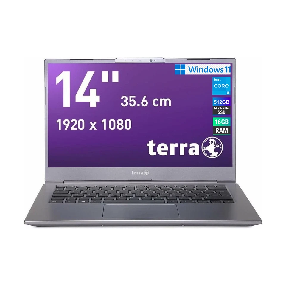 Terra Laptop 1470T i5-1135G7 2,4 GHz 8 GB oder 16 GB RAM 512 GB M.2 14N W11P - Bild 2 von 3