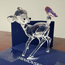 Swarovski Crystal Deer Figurine Clear w/ Purple Tail Boxed in Original Box