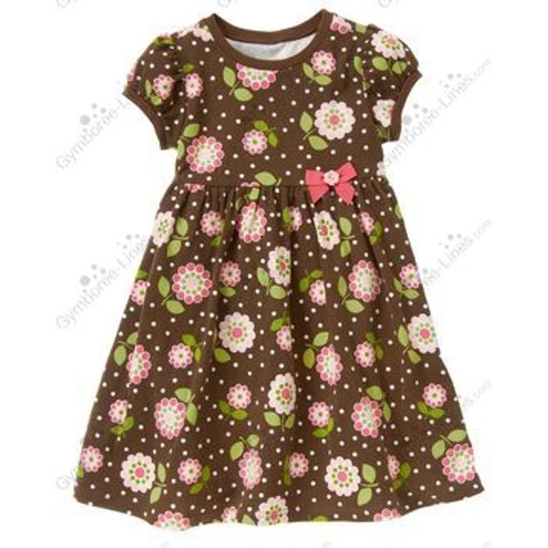 GYMBOREE 2012 конный клуб цветок Dot бант платье коричневый розовый девочки размер 7 - Изображение 3 из 4