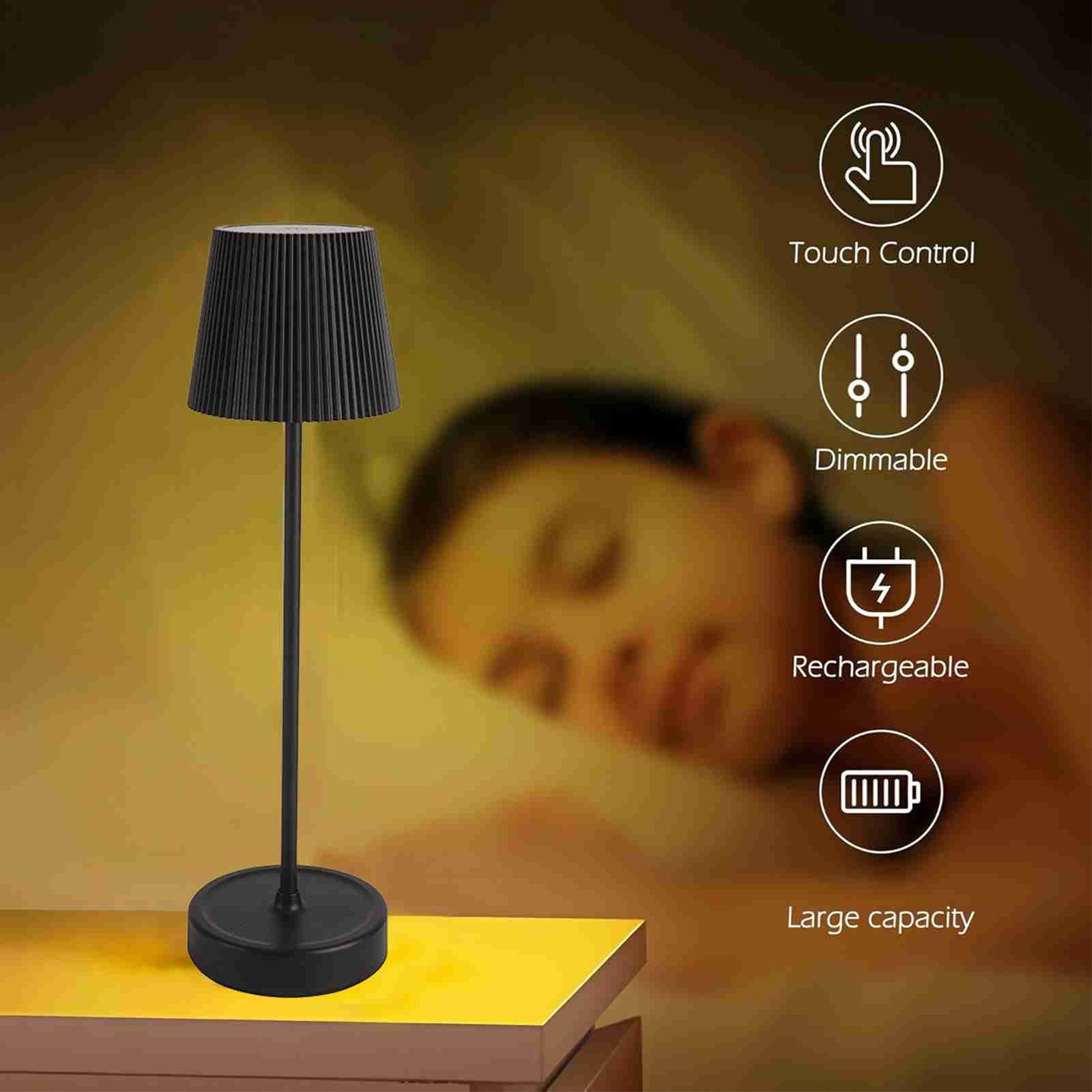 Portable LED Table Lamp Touch Control Stepless Dimmable Desk Lamp Rechargeable