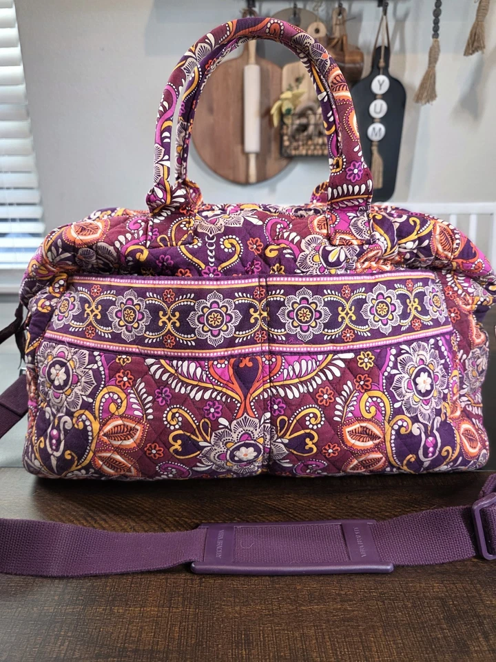 Vera Bradley Safari Sunset 大号 Weekender 紫色行李隔夜托特包 — 第 3/4 张图片