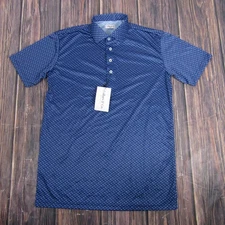 Collars & Co Polo Shirt Mens Medium Blue Dress Collar Stretch Moisture Wicking