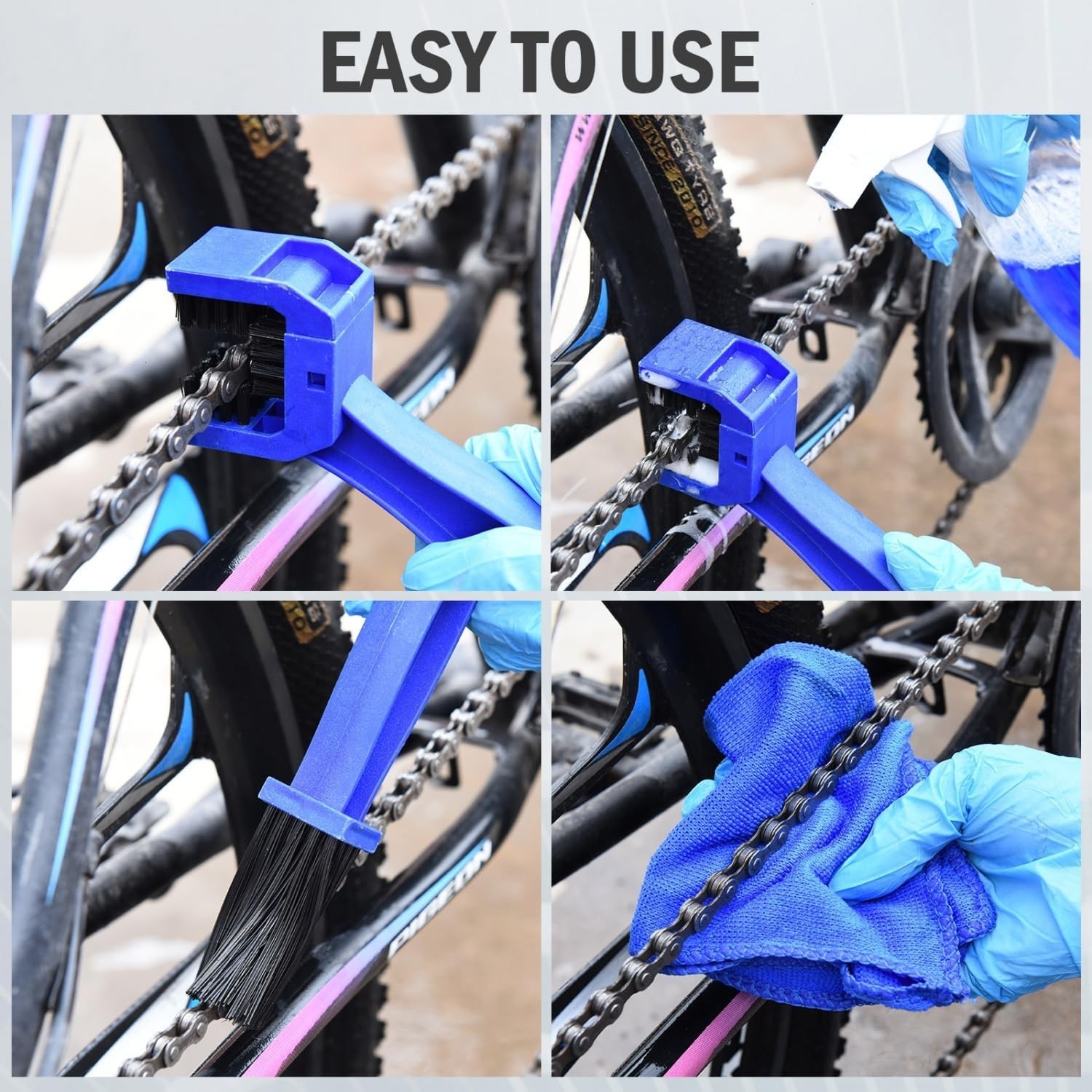 🇺🇸Buying helps Vets-Motorcycle Chain Cleaning Brush 2 Pcs (Blue and Red)