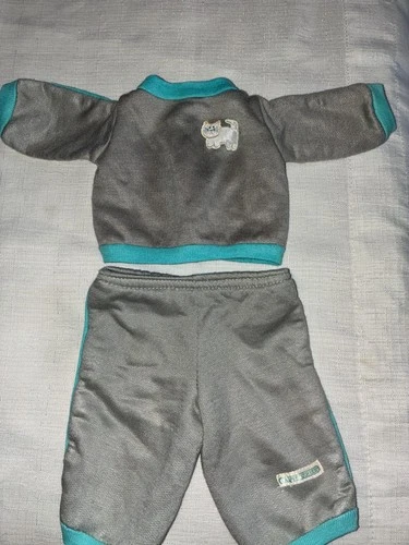 Vintage Cabbage Patch Kids/Doll Clothes Gray Kitty Sweatsuit (654)