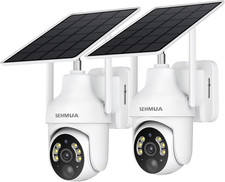 2K Solar Security Cameras Wireless Outdoor, 2 Pack 360  View Pan/Tilt Wifi Secur