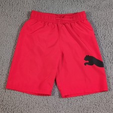 Puma Shorts Kids Medium Red Lined Logo Swim Trunks