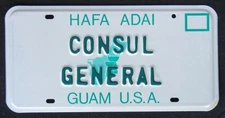 GUAM GREEN MAP license plate  1988  CONSUL GENERAL