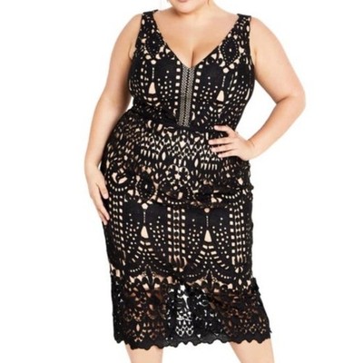 City Chic -  Plus Size All Class Black Lace Dress