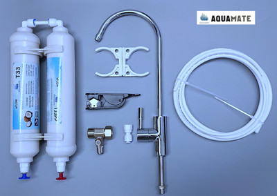 Untertisch Trinkwasserfilter Set mit Deluxe Wasserhahn und Zubehör 2 Stufen