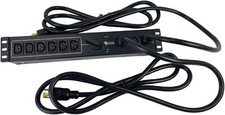 Dual Input Maintenance Bypass PDU 220V 30A 1U Rackmount 6 Outlet Black