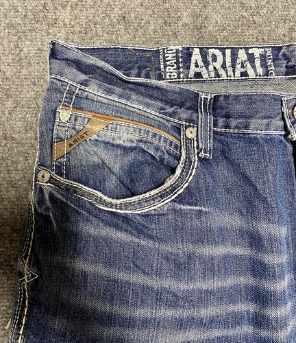 Ariat Jeans Mens 38x38 Blue Denim M4 Low Rise Boot Cut Western Cowboy Work - Picture 6 of 10