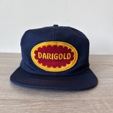 VTG Darigold Trucker Hat Rare Blue Cap Large Patch K Brand USA MADE Snapback