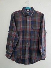 Burberrys Men's Button Down Long Sleeve Shirt Plaid 100 Cotton Made In USA Sz L