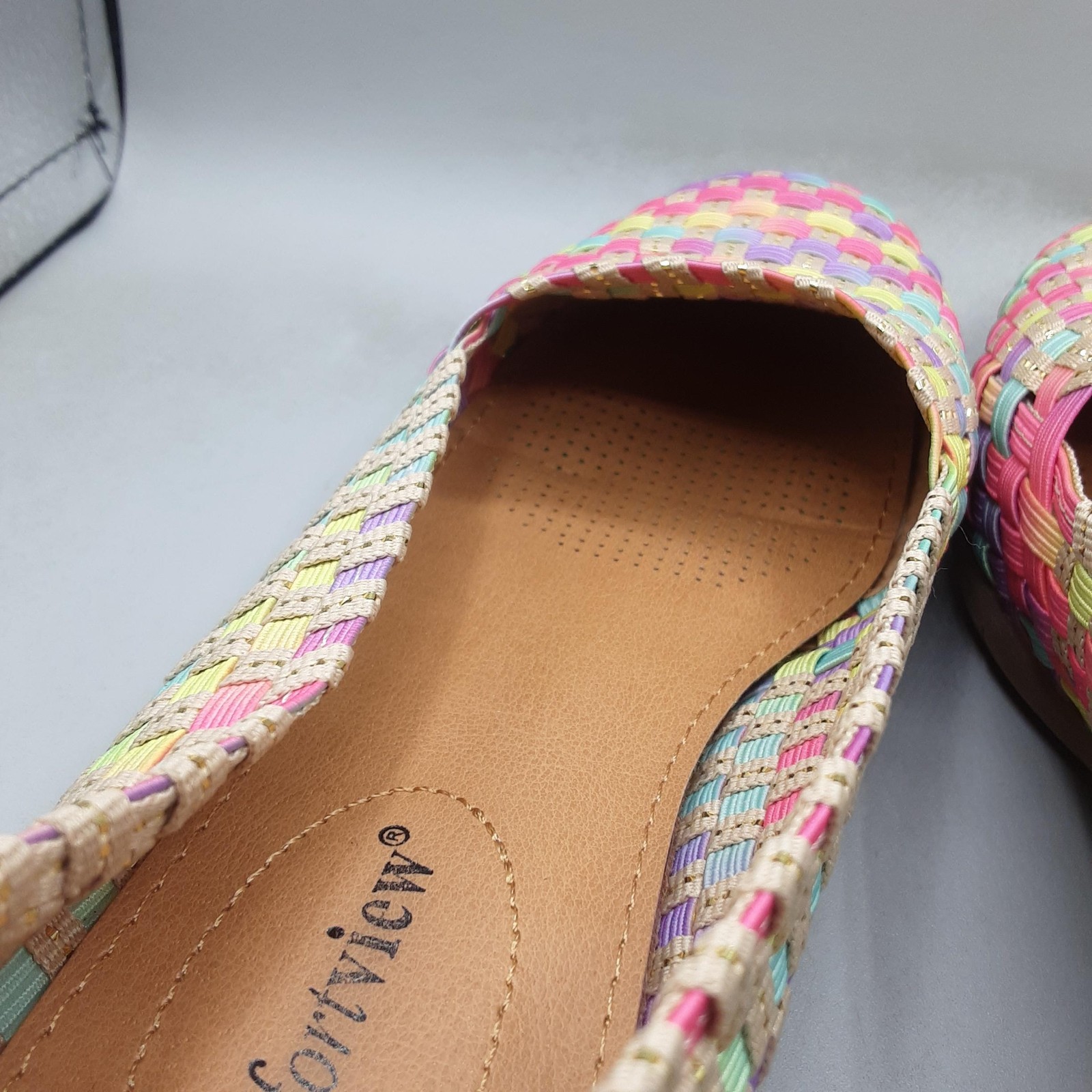 Comfortview Shoes Womens Size 7M Multicolor Bethany Woven Slip On Casual Flats