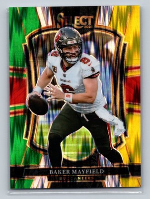 2025 Panini Select #137 Baker Mayfield Green and Yellow Prizm Shock