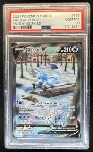 2021 Pokemon SWSH Evolving Skies Glaceon V #175/203 PSA 10 GEM MINT