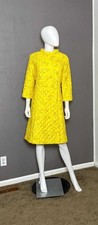 1960's Yellow Quilted House Coat Dress from Evelyn Pearson size L/XL 60s Robe