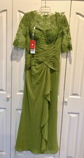 New JJs House Mother Of The Bride Formal Clover Green Dress Lace Full Length NWT