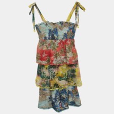 Zimmermann Multicolor Printed Cotton Tiered Dress 10 Yrs