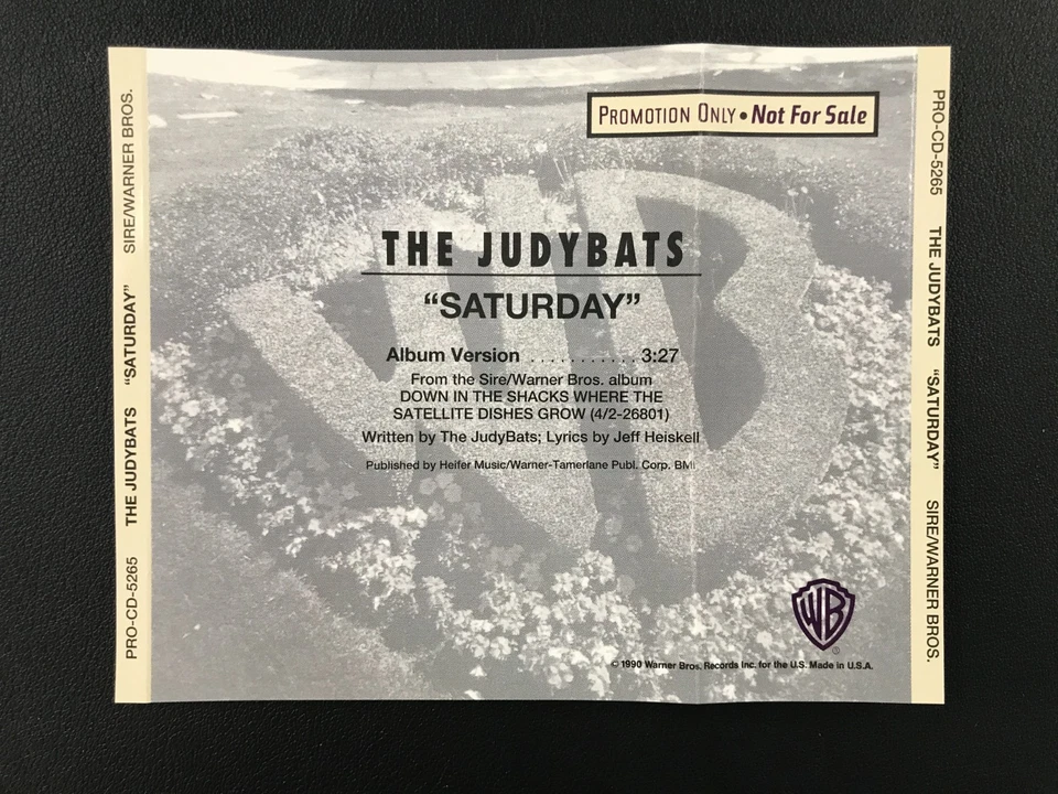 The JudyBats-Saturday (1992) Sire Records PROMO Single CD w/Sleeve & Inlay! Foto 4 de 4