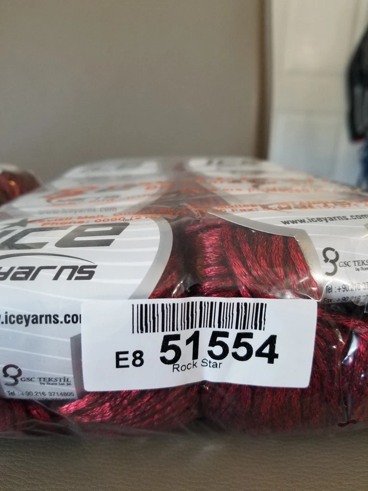 2 bolas de hilos de hielo Rock Star 51554 hilo brillante rojo/metálico • 50 g/115 m/ cada uno Foto 4 de 4
