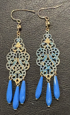 ACCESSORIZE, Blue/Golden Colour Hook EARRING .