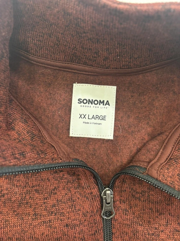 Sonoma товары для жизни свитер мужской 2XL ржавчины вересковый полный молнии флисовая куртка - Изображение 3 из 4