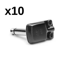 10 Pack - Squareplug SP400BK Low Profile Right Angle TS Plug, Black