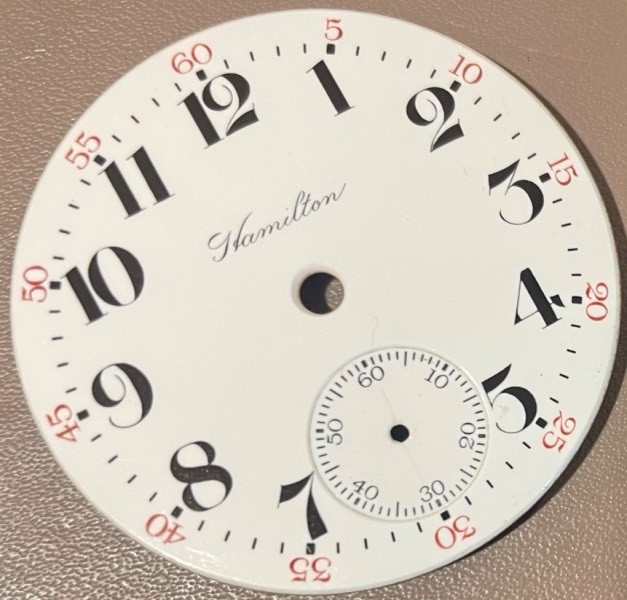 Hamilton 18 Size Arabic-numeral Enamel-Dial, #057, For Parts Only